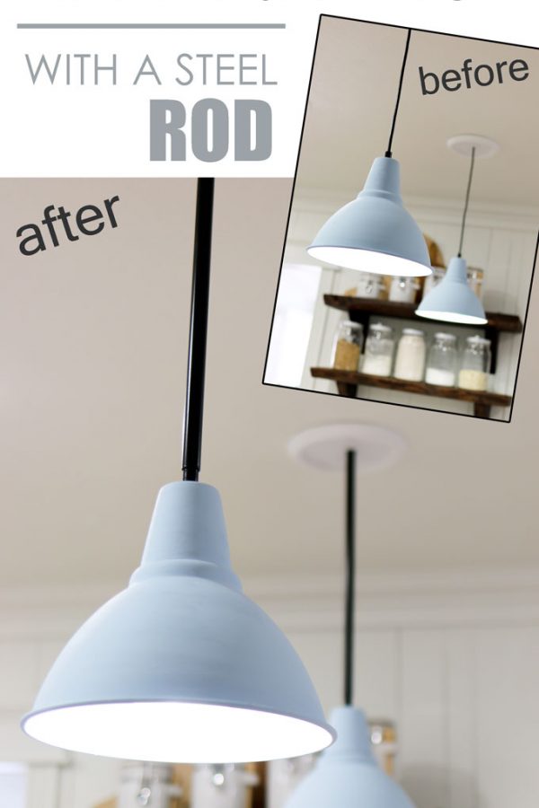 Upgrade a pendant light fixture with a steel rod