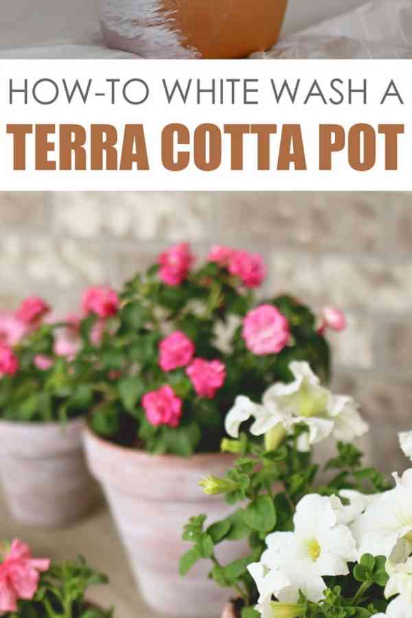 How to white wash a terra cotta pot | Summer front porch decor