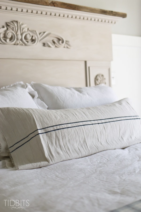 Easy DIY Grain Sack Pillow, made from a drop cloth - tutorial by TIDBITS