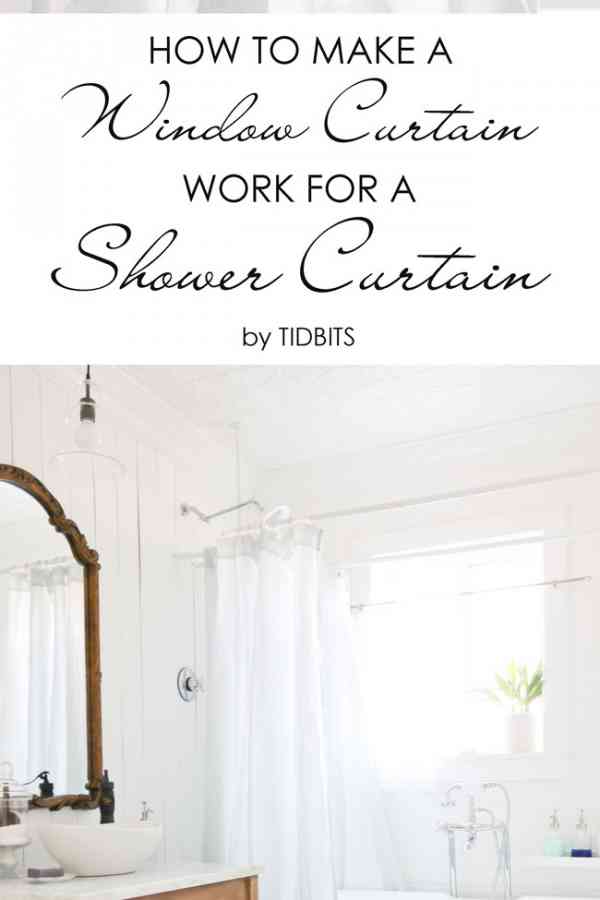 How to make a window curtain work for a shower curtain. Don't limit yourself to the bath section!