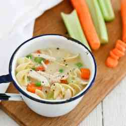Creamy Chicken Noodle Soup made in the electric pressure cooker.