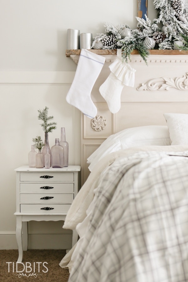 French Farmhouse Christmas Home Tour in the master bedroom.