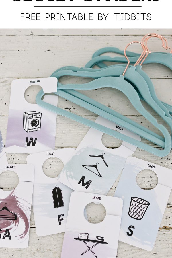 Days of the week closet dividers free printables