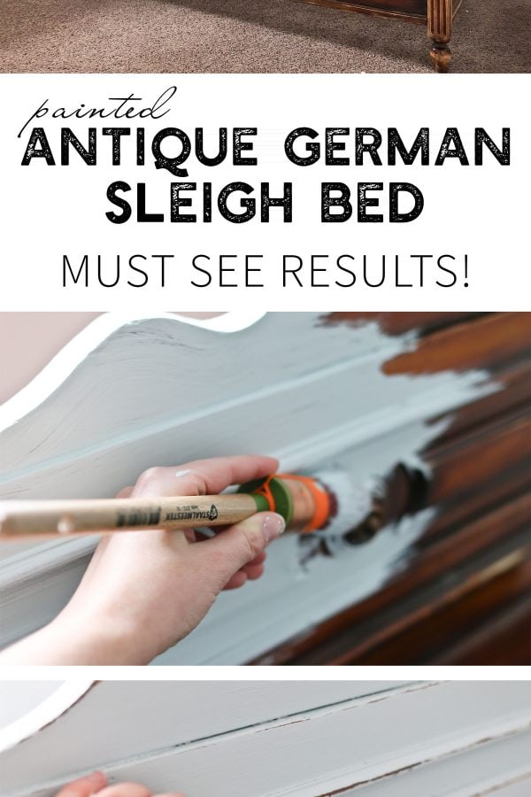 Painted Antique German Sleigh Bed