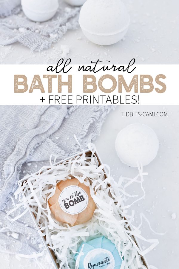 DIY All Natural Bath Bombs and FREE printable gift tags.
