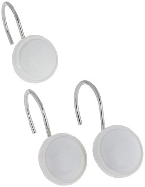 White Button Shower Hooks