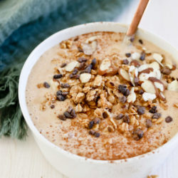Healthy Pumpkin Smoothie Bowl Recipe in a white bowl