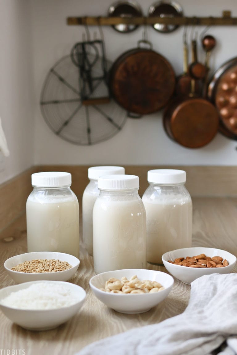 beautiful jars of nut milk