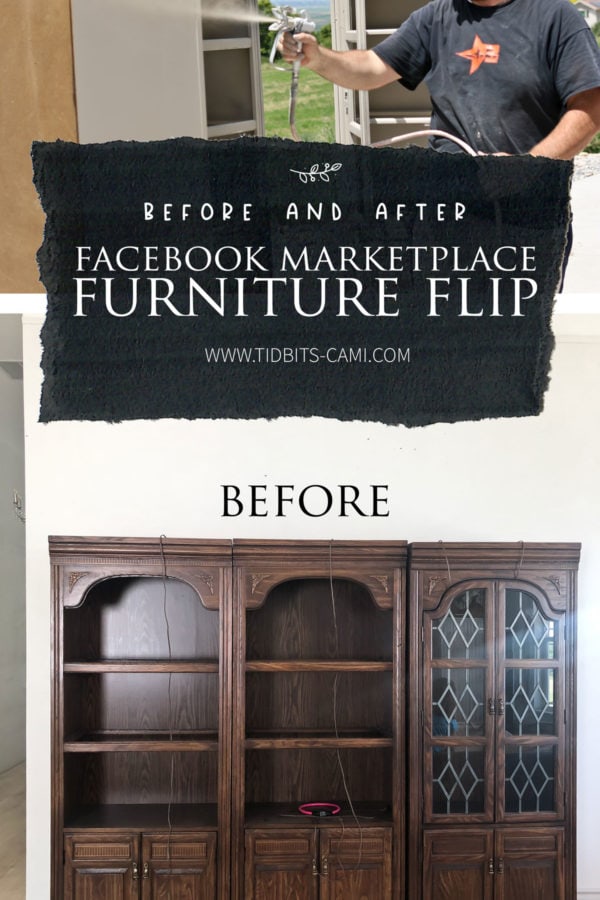 before and after photo of Facebook marketplace furniture flip with text overlay for Pinterest