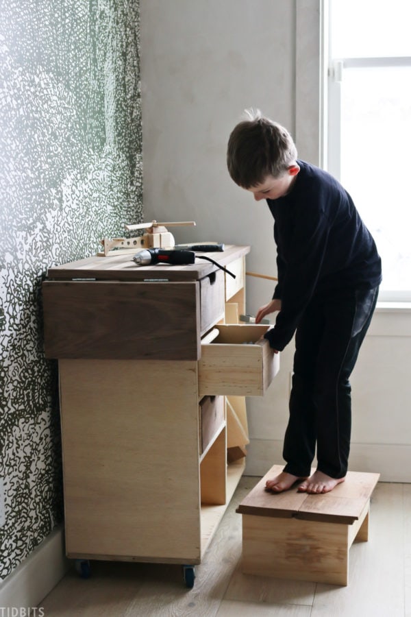 How to make a Kids Workbench with Tool Storage - The Keeper of the Home