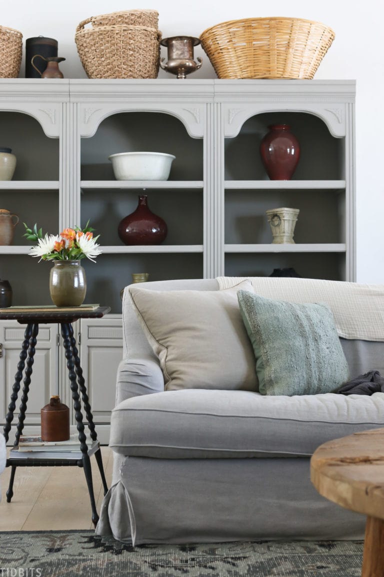 six penny couch vintage bookshelf