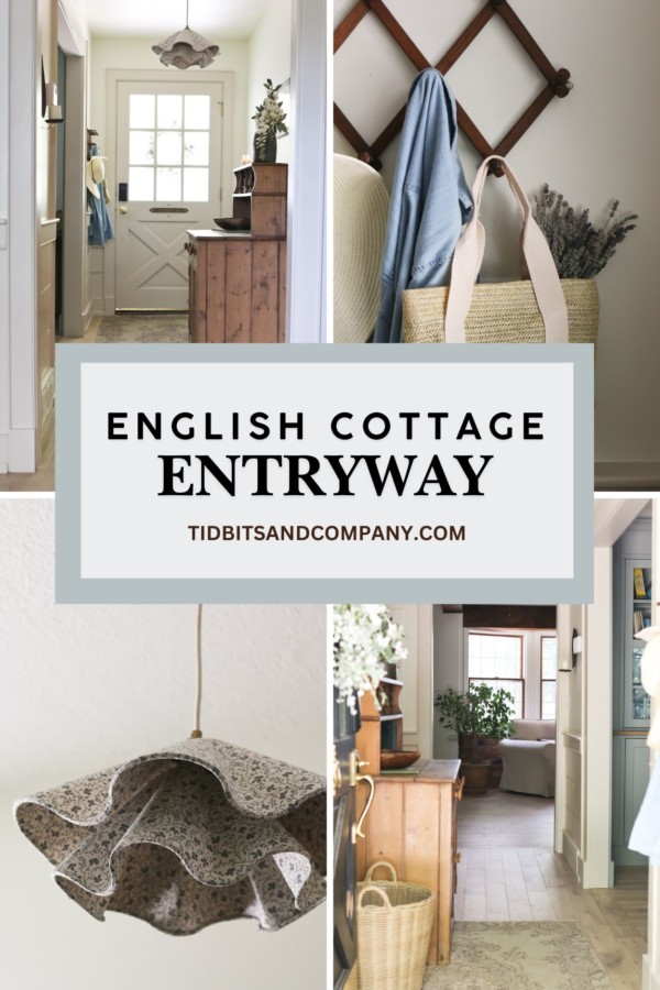 A collage of pictures from an English cottage entryway