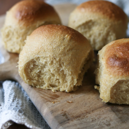 Potato bread dinner rolls made with whole grain freshly milled flour