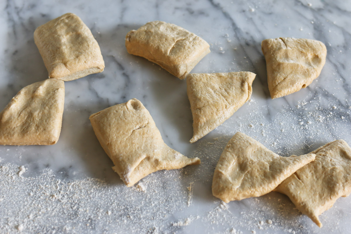Tortilla dough is divided into equal portions