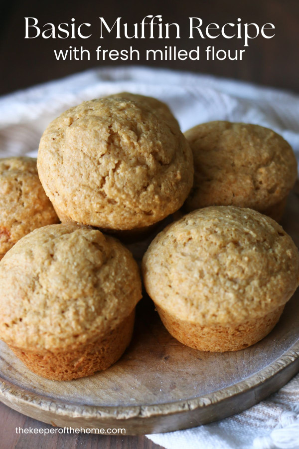 A plate full of muffins made from a master recipe for simple basic muffins